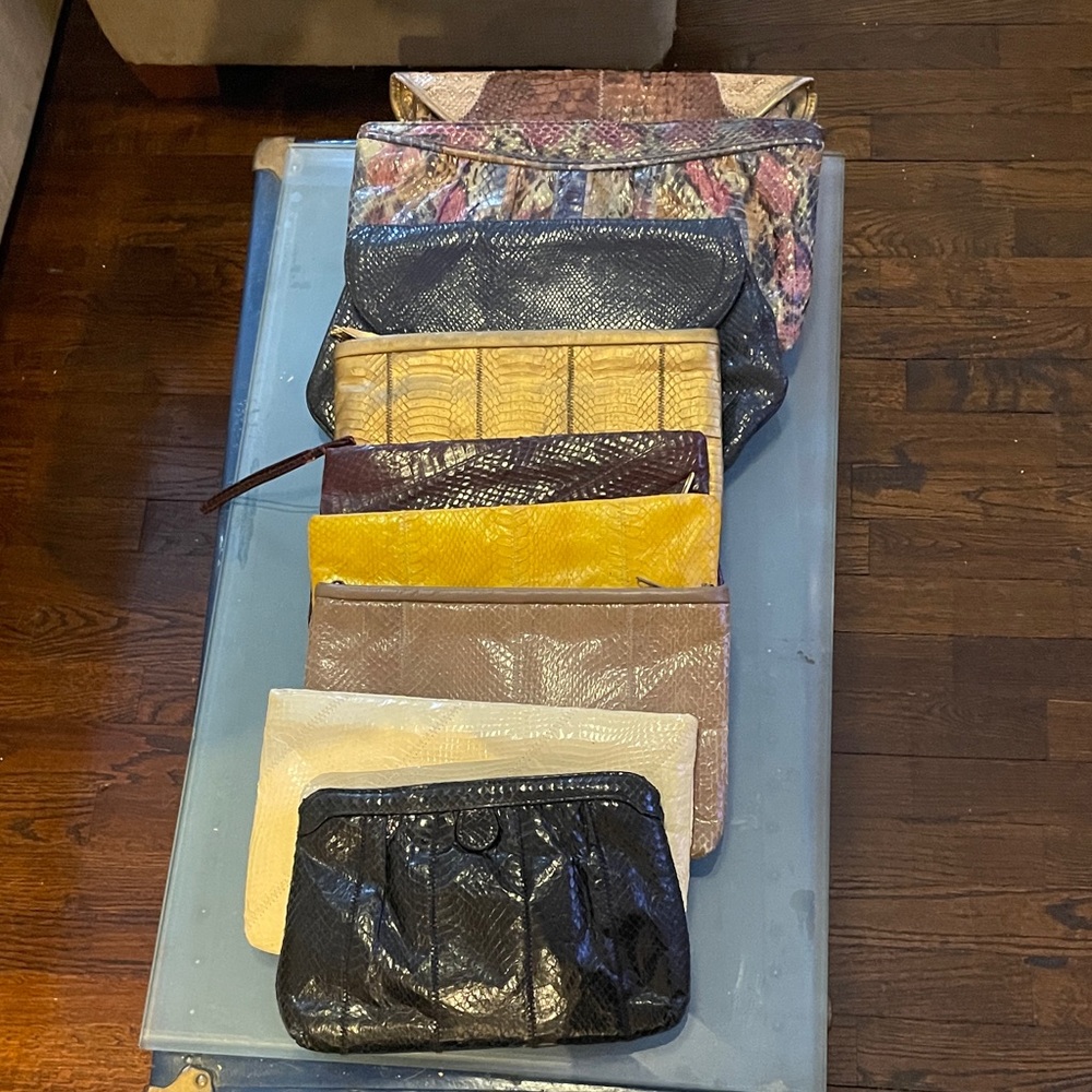 Set of Colorful snakeskin Clutch Bags
